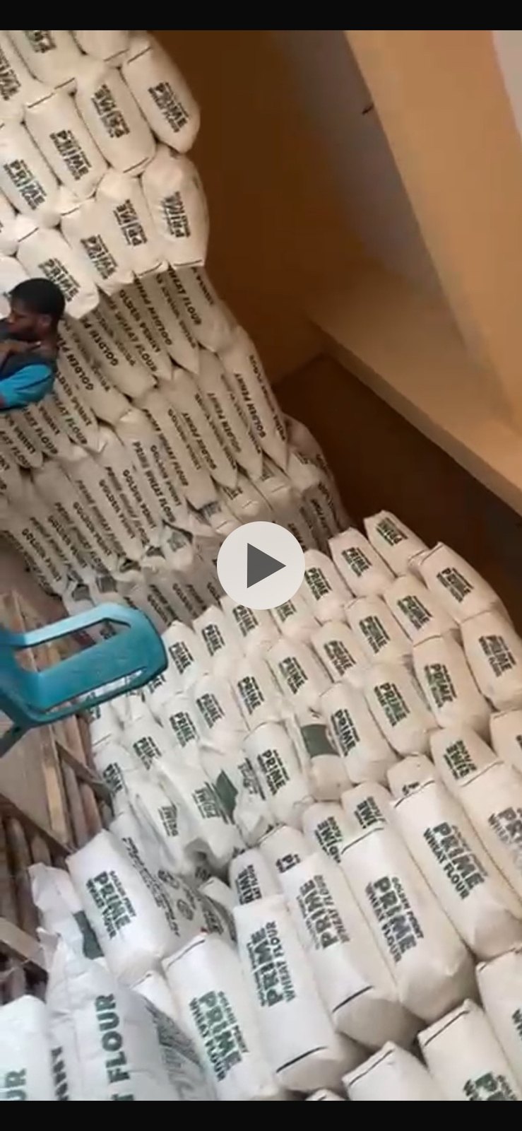 Stacks of flour in K-ville Distribution store