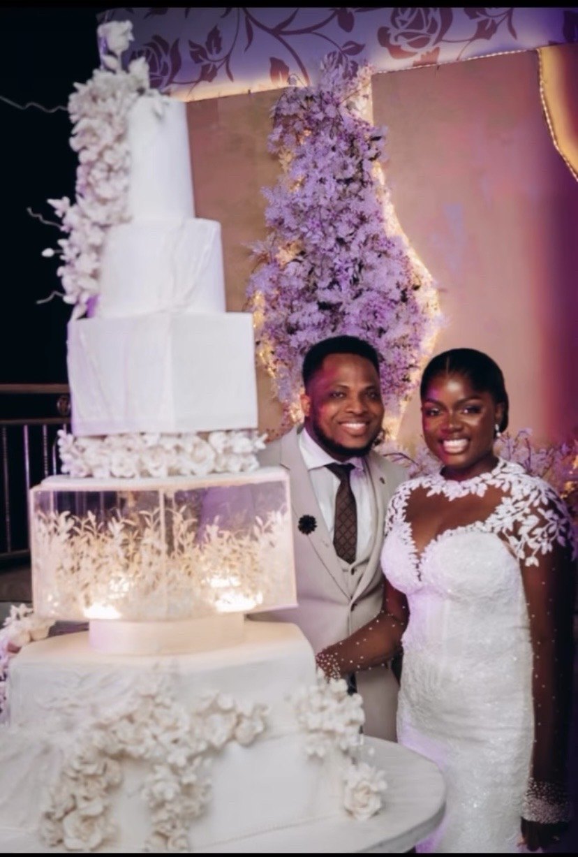 Luxury white wedding cake by K-ville Cakes